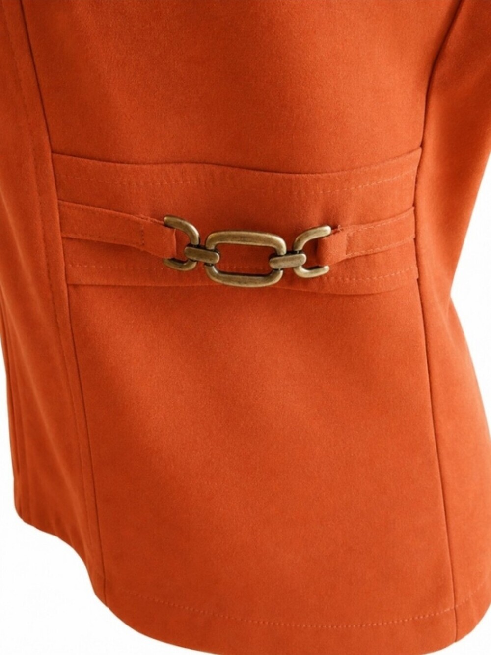 Notations Rust Tailored Faux Suede Jacket Brass Hardware Large EUC - Picture 5 of 7
